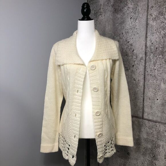 𝅺🆕 Carducci Woolblend Ivory sweater Cardigan - Picture 4 of 9